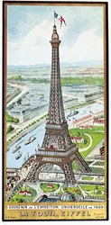 Cartão postal representando a Torre Eiffel na Exposição Universal de 1889